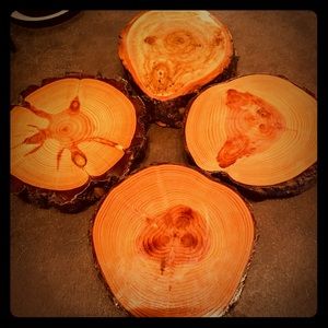 Set of 4 wooden Cypress coasters